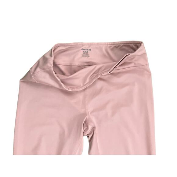 Reebok Women's Pink Logo Activewear Yoga Mesh Insert Leggings Pants Pocket SZ L - Picture 3 of 9
